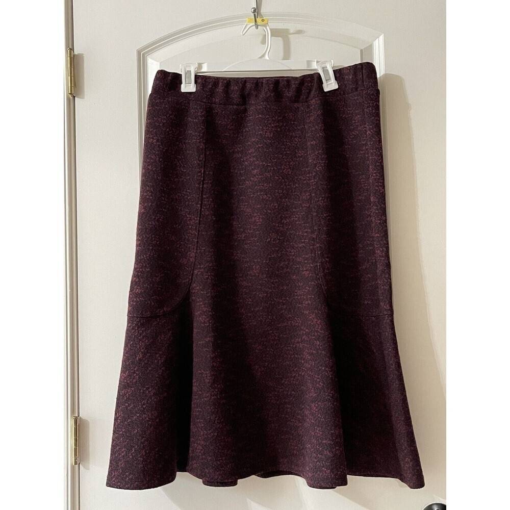 Lands’ End Women’s Size M 10-12 Wine Tweed Midi Mermaid Skirt Ponte Lined